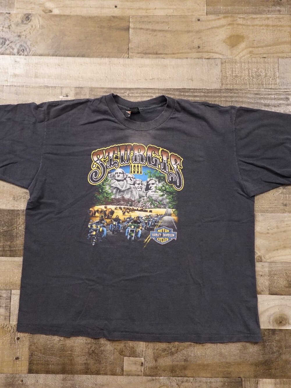 Harley Davidson Sturgis 1991 T-Shirt Men’s XXL Black Vintage Biker single stitch
